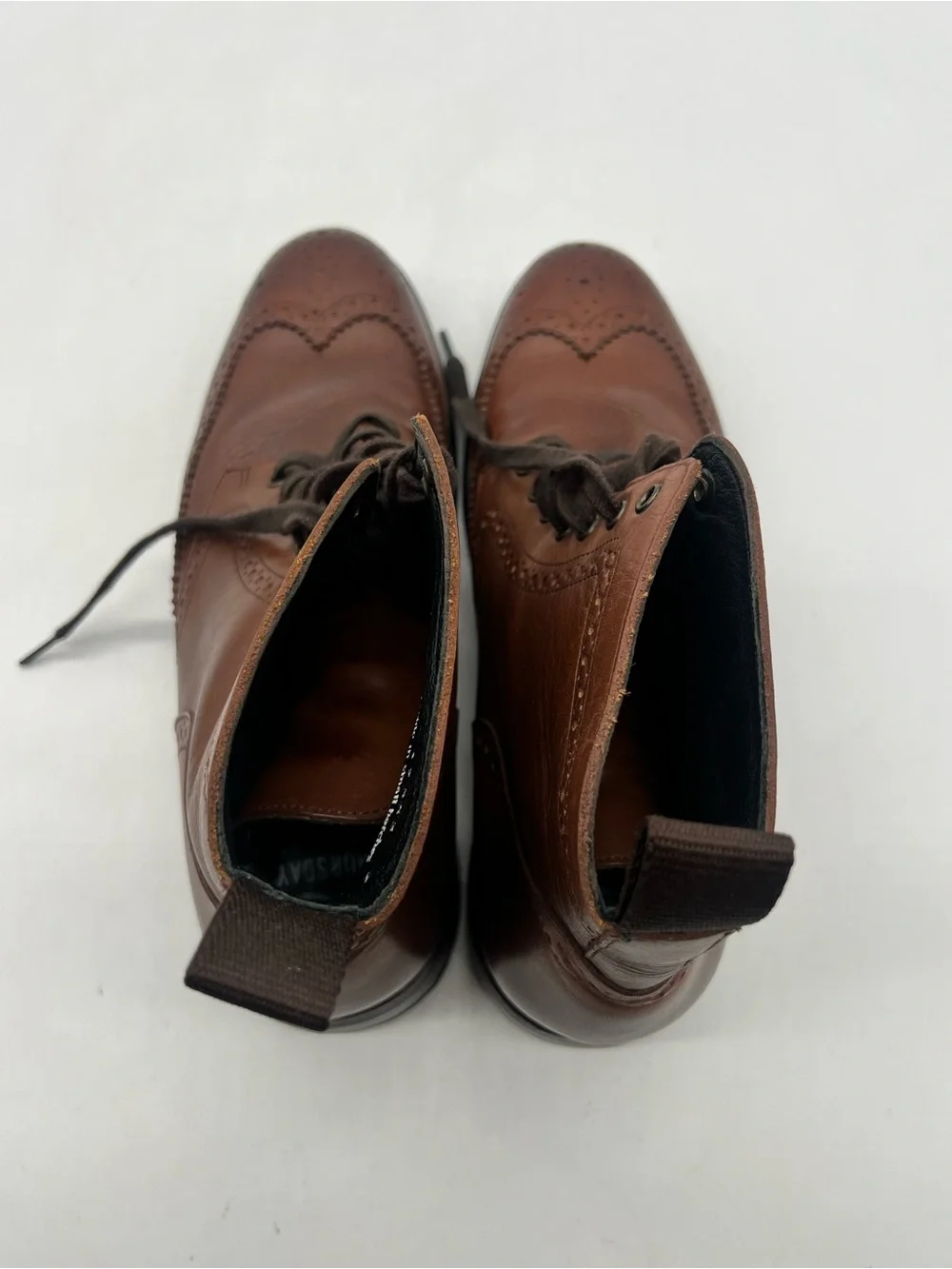 Thursday Boot Company Brown Leather Mens 9.5 Wingtip Lace Up Casual Formal Boots